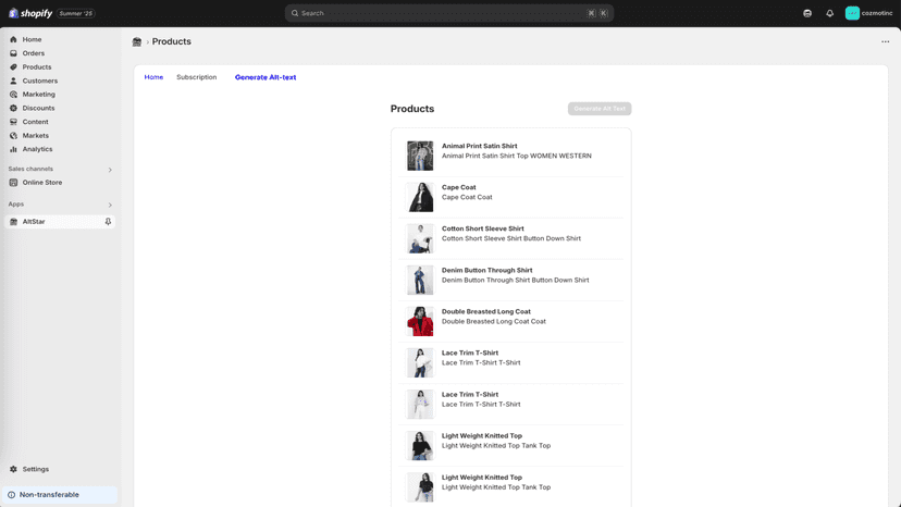 Show Products list