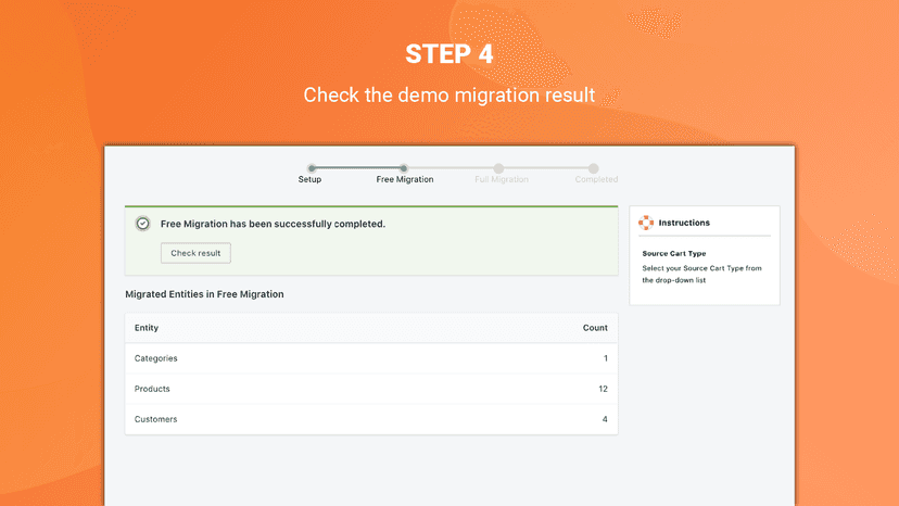 litextension store migration app result, import products