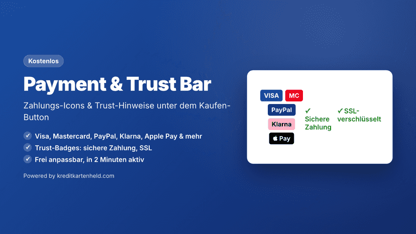 Zahlungs-Icons und Trust-Hinweise unter dem Kaufen-Button