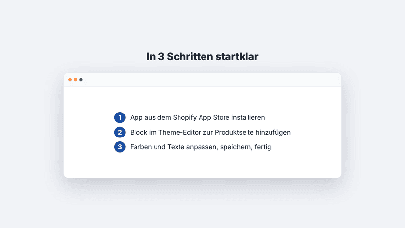 Einrichtung in drei Schritten