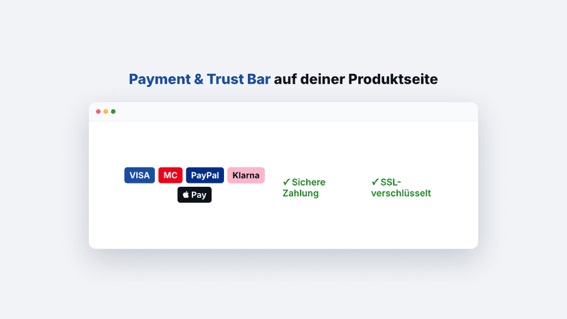 Zahlungsarten und SSL-Hinweis auf der Produktseite
