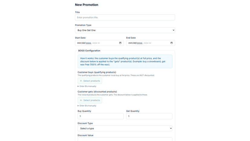 Set up a buy one get one offer in a few clicks