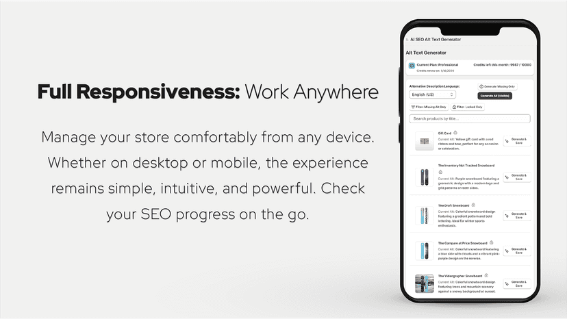Manage your store SEO from any device with responsive design