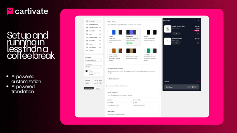 AI powered features for cart drawer cartivate
