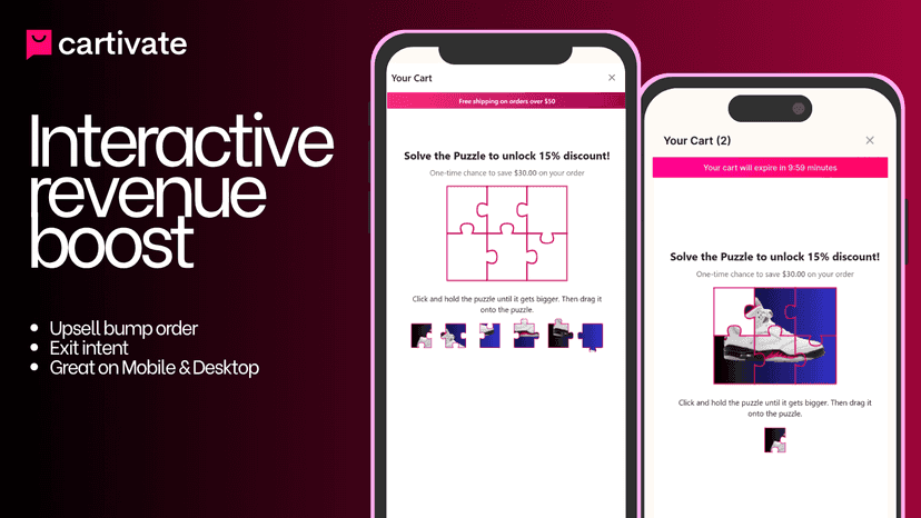 Puzzle interactive element on cartivate