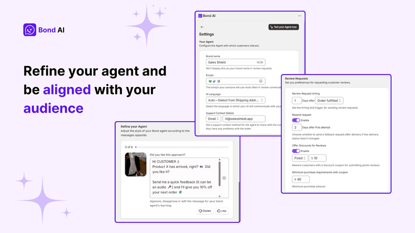 Customize AI agent messages and review timing preferences