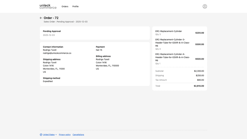 Sales Order - Pending Approval