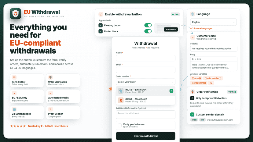 EU Withdrawal Button & Form