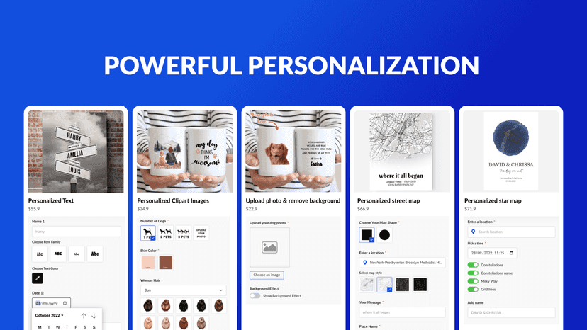 Offer stunning personalization Teeinblue Product Personalizer