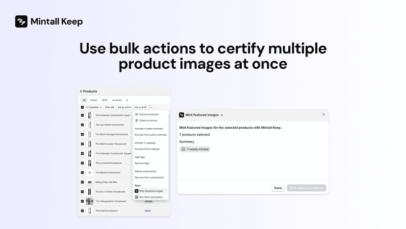 Use bulk actions to certify multiple product images at once