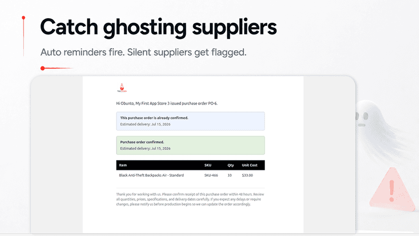 Flag ghosting suppliers with automatic reminder emails
