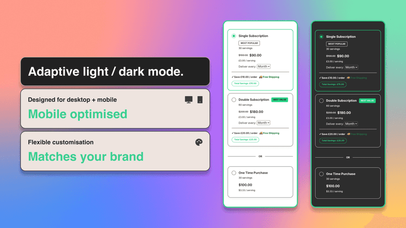 Mobile showcase Free Quench Subscriptions Widget