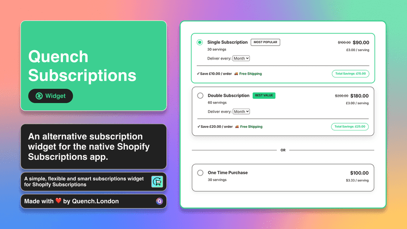Free Quench Subscriptions Widget for Shopify