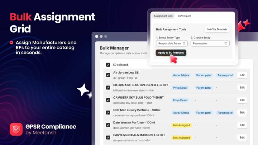 Bulk Assign Manufacturer, Importer, and More