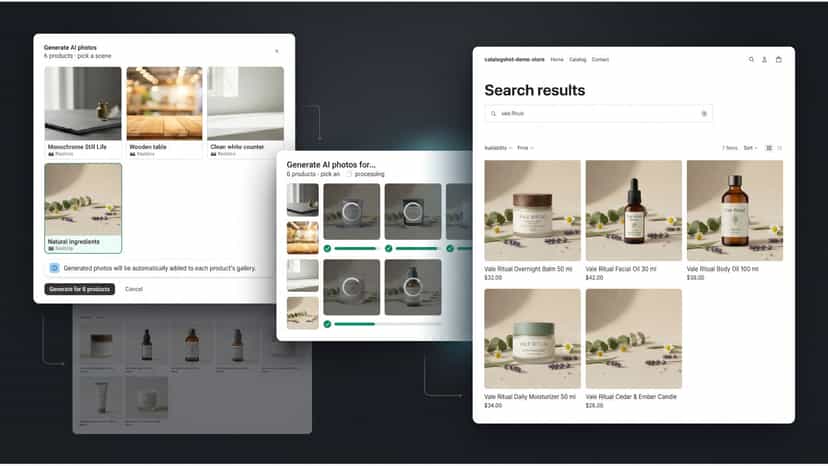 Apply reusable scenes across your Shopify catalog.