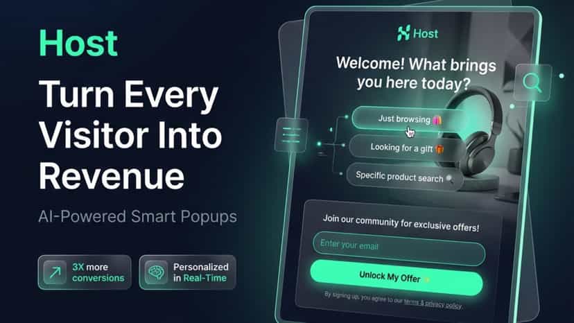 AI-powered popup interface converting visitors to customers