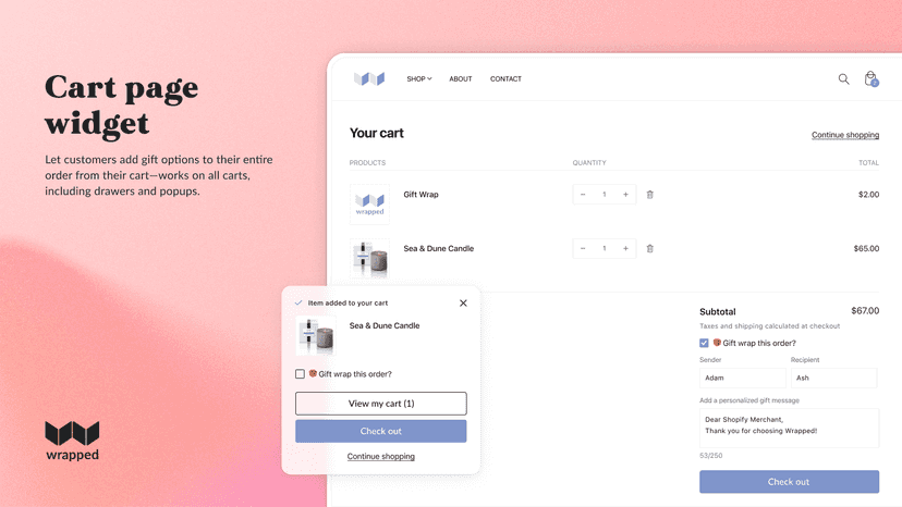 Cart list widget. Add gift options to the entire order.