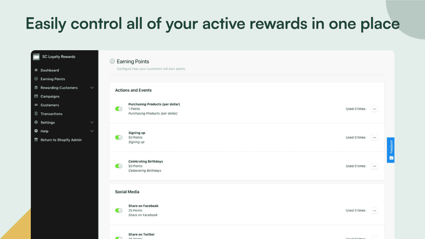Easily control of your active rewards in one place