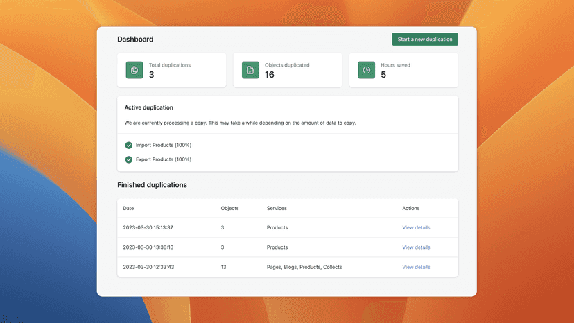 Store Duplicator Dashboard