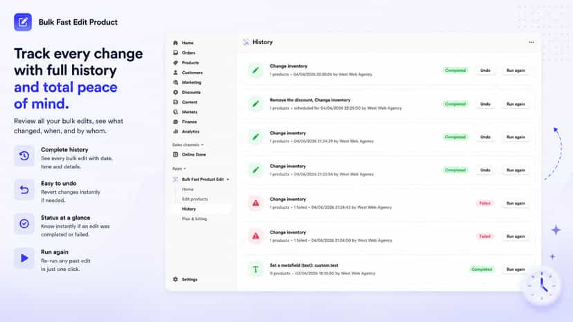 Check history and undo your product change