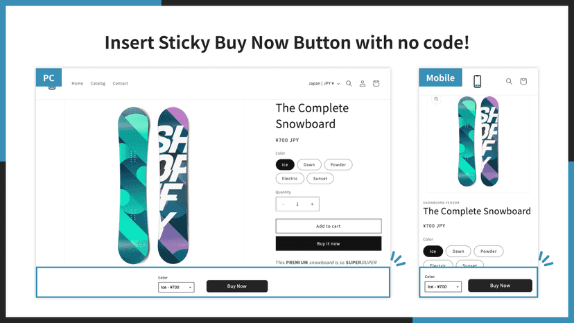 Insert Sticky Buy Now Button with no code!