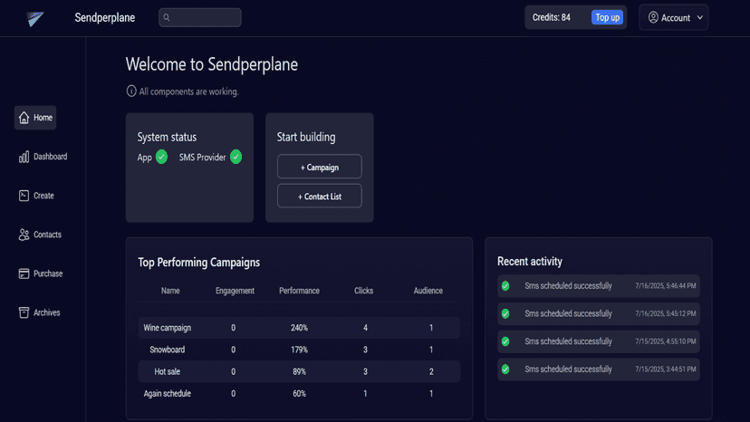 Home Page / Dashboard