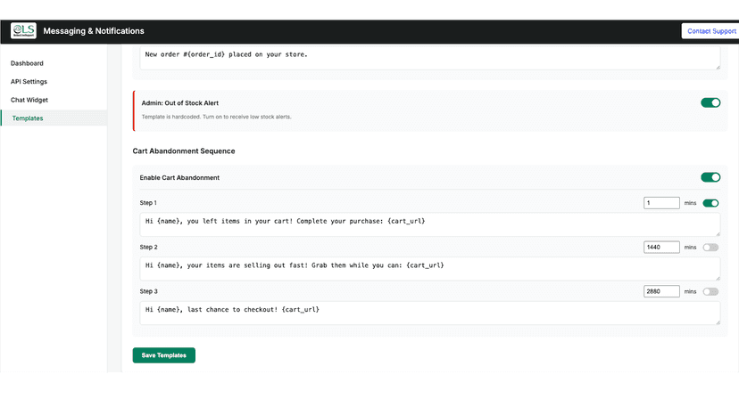 WhatsApp Cart Abandonment template setup