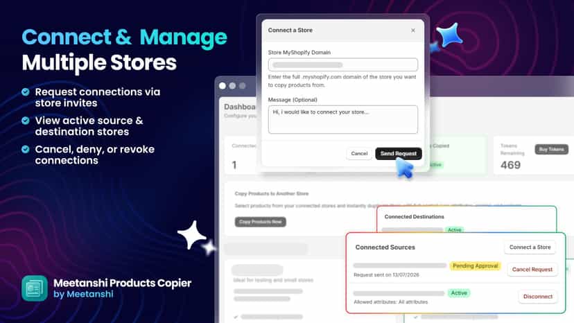 Connect shopify stores to duplicate products