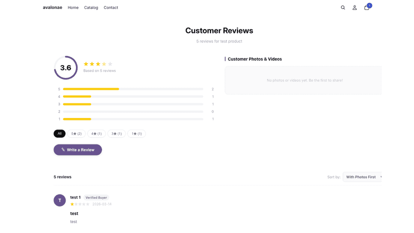 Review management dashboard with ratings and analytics