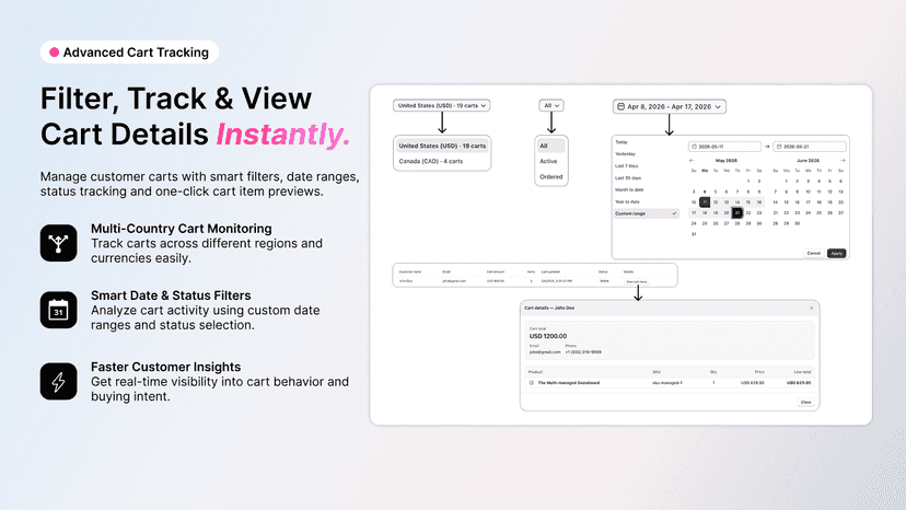 Live Cart Tracker - Filter, Track & View Cart Details Instantly.