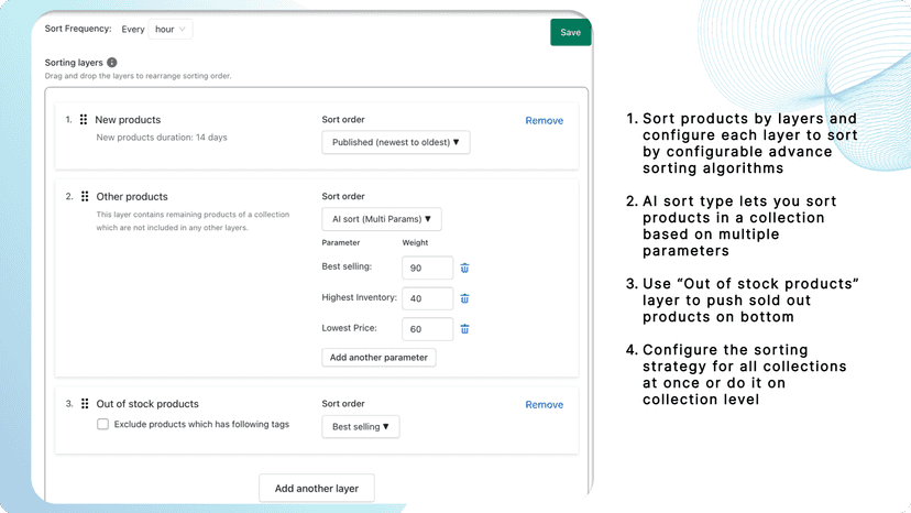 Collection sorting mechanism - Showing sorting rules.