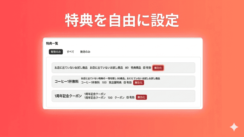特典を自由に設定
