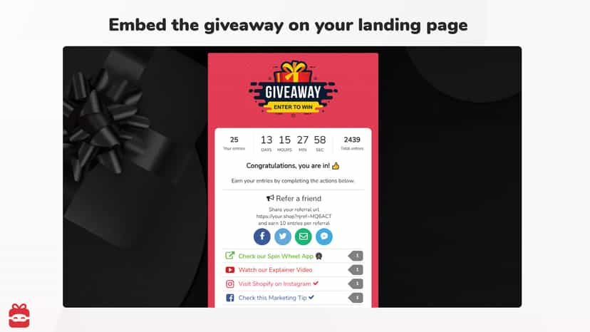Embed the Giveaway on your landing page