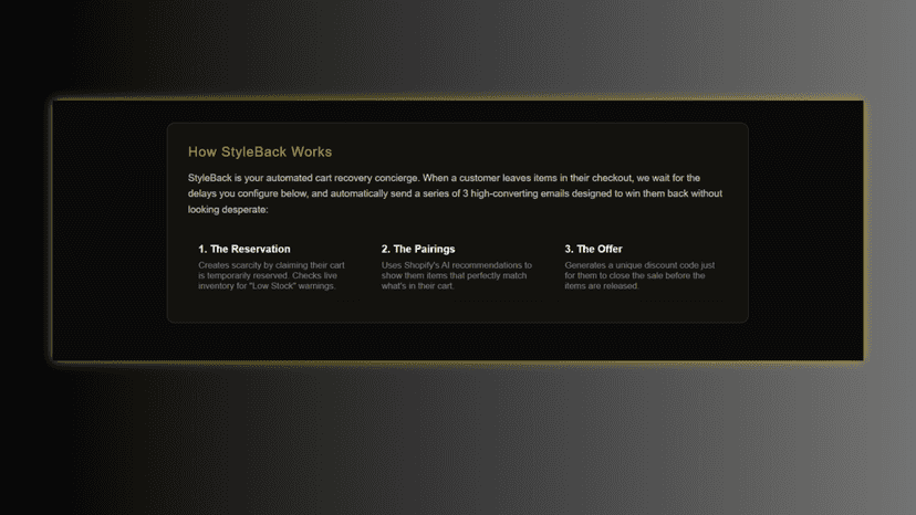 Screnshot of the settings of styleback