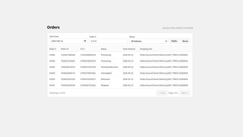 Track orders from paid to delivered in one place
