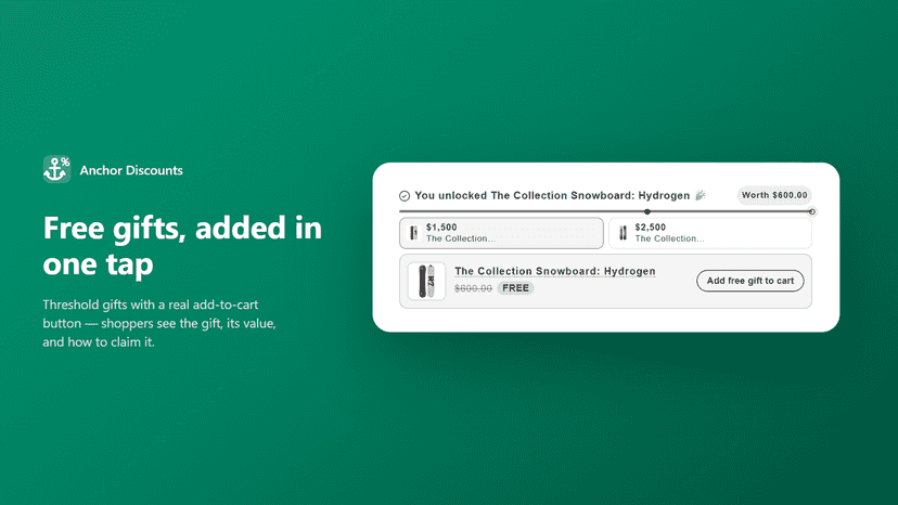 Free gift unlocked with one-tap add to cart