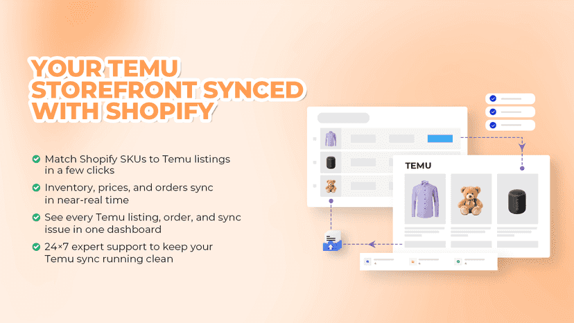 Sync inventory on Temu via Shopify