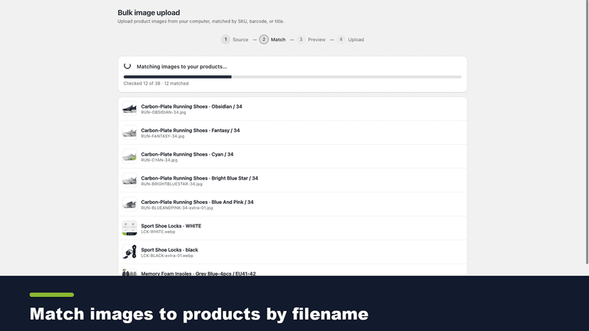 Match product images to products by filename
