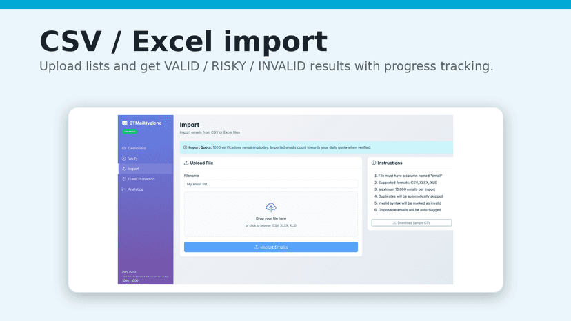 CSV / Excel import