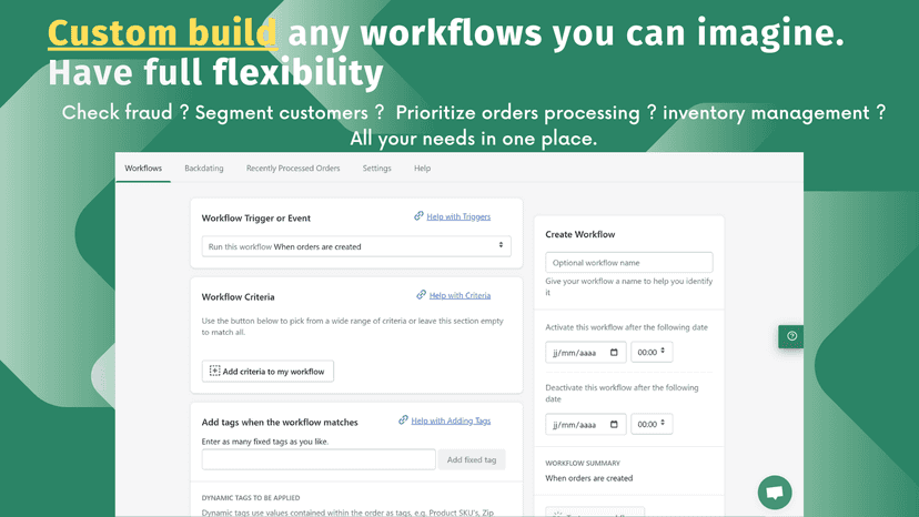 order & customer auto tags workflows management