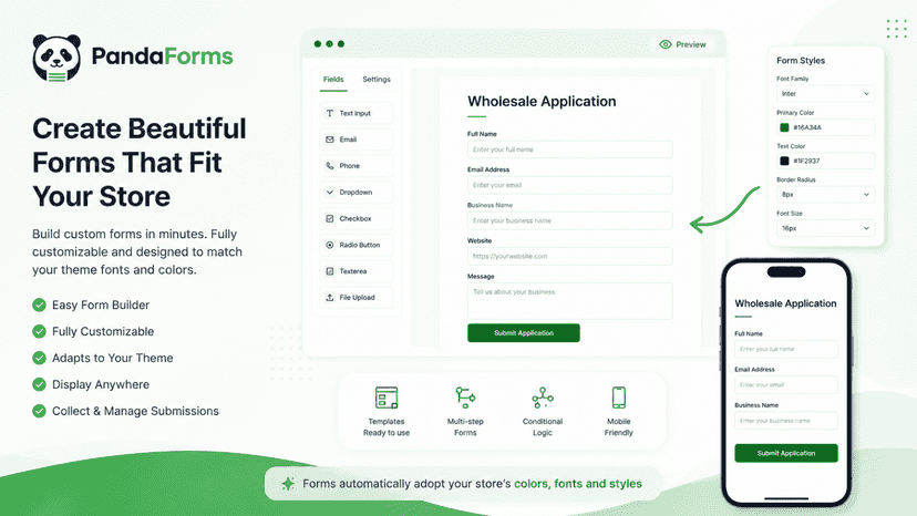 Create wholesale, registration, contact and enquiry forms