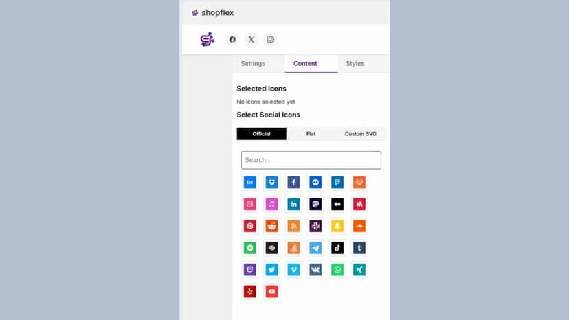 widget customization screen