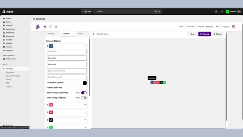 tabs to select icons.