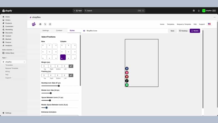 widget customization screen