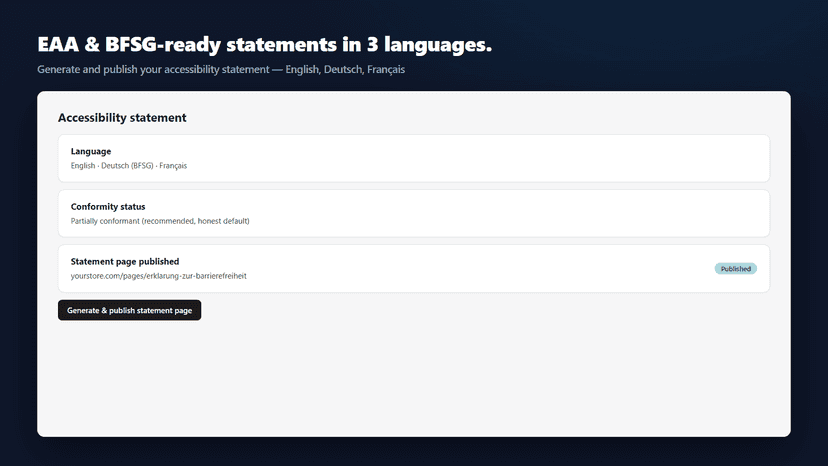 Statement generator in English, German, and French