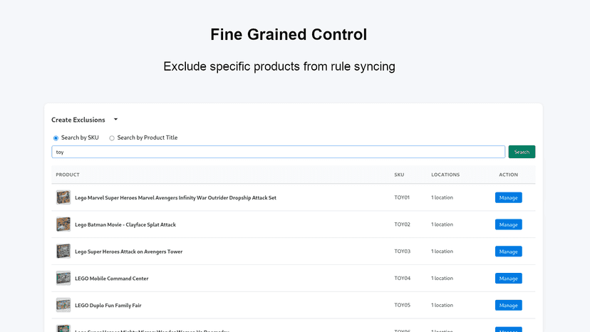 Granular Product Exclusions