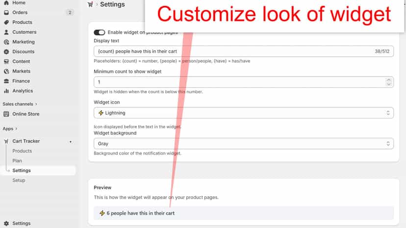 Customize the look of widget