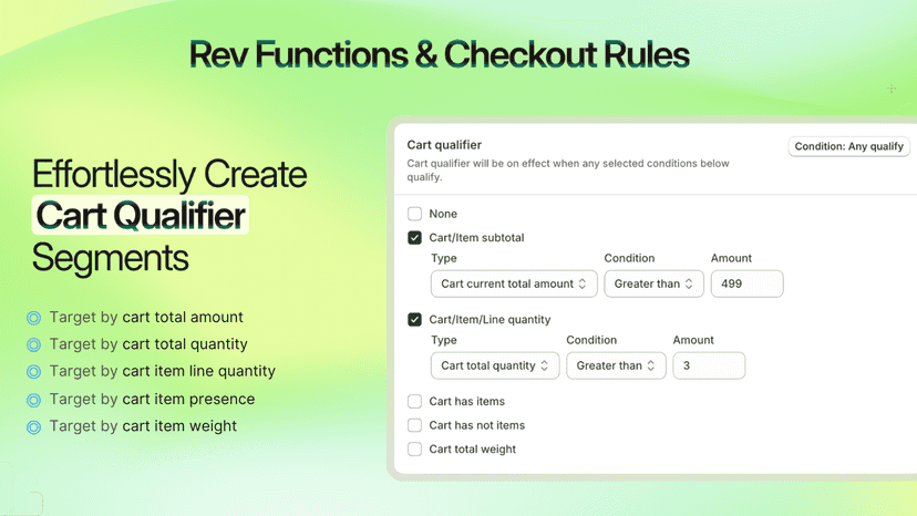 Create cart segments by product id, type, weight & other