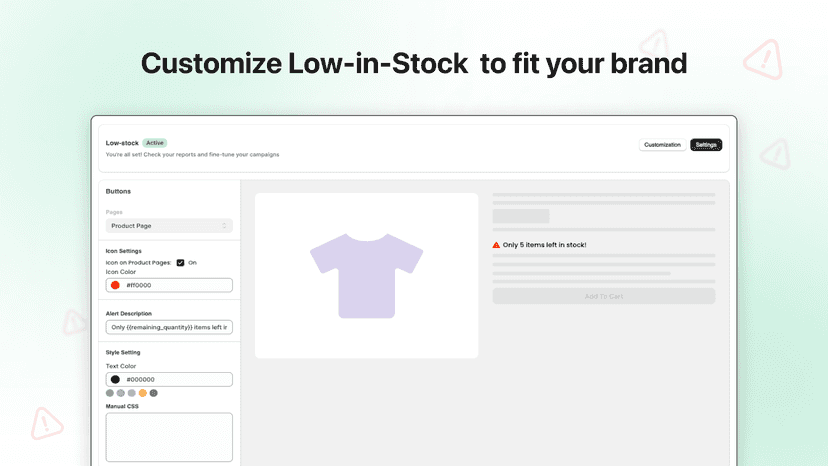 Customize Low Stock Alert