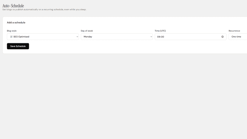Auto-schedule settings to publish blogs automatically